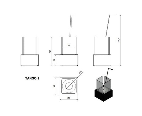 Набор Kratki с биокамином TANGO 1, биотопливом, зажигалкой_2